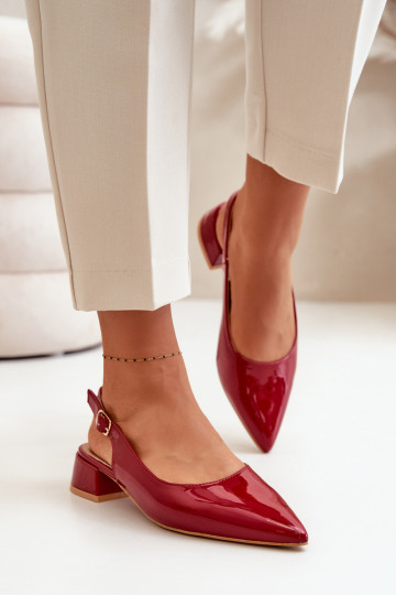 Ballerines laquées Sur un talon bas Z Noskami avec des nez pointus Bourgogne Anarinne 2