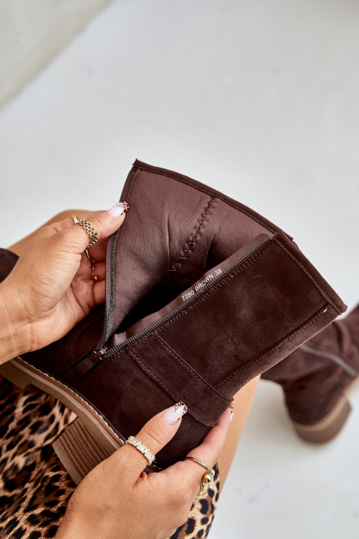 Bottes pour femmes Sur un talon bas avec boucles marron Zudra