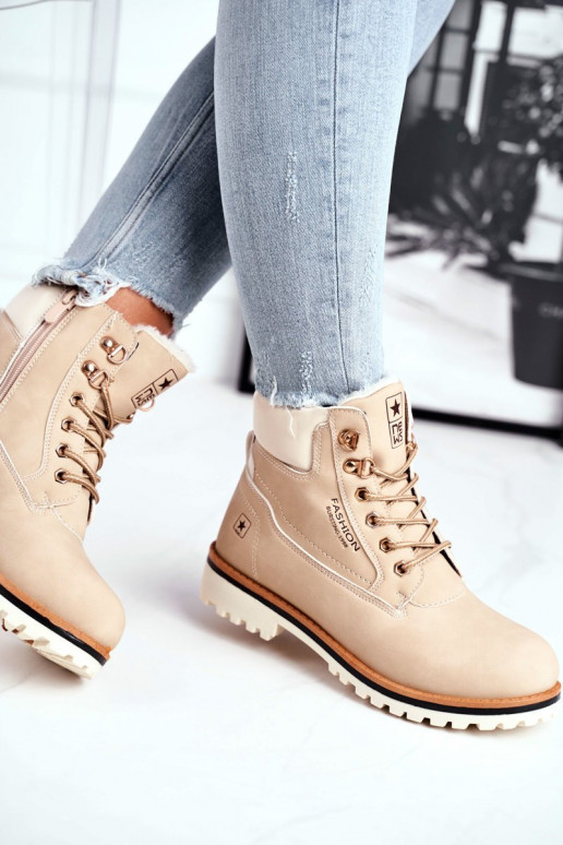 Damenschuhe Stilvollll Timber mit Heizung im Inneren Beige Tiempo