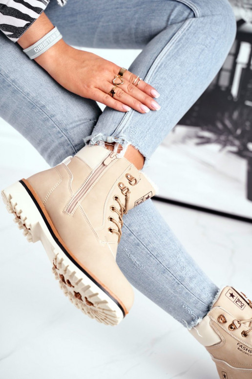 Damenschuhe Stilvollll Timber mit Heizung im Inneren Beige Tiempo