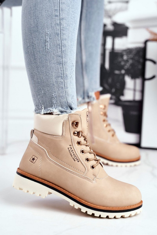 Damenschuhe Stilvollll Timber mit Heizung im Inneren Beige Tiempo