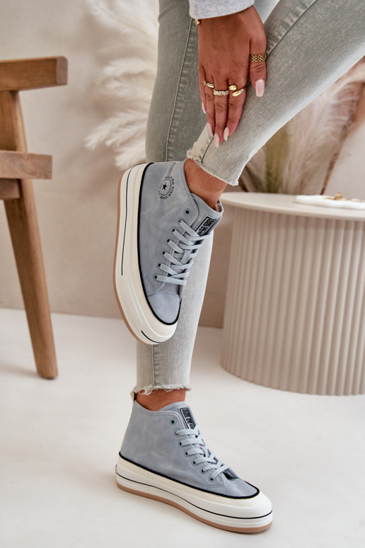 opInarmen Vrijetijdsschoenen met platform Eko Leer Big Star OO274069 blauIn