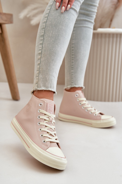 Vrijetijdsschoenen opInarmen van ecoleer roze Big Star OO274933 Vrijetijdsschoenen opInarmen van ecoleer roze Big Star OO274933