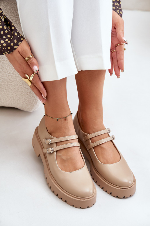 Feminin Schuhe mit Streifen Beige Rialuna