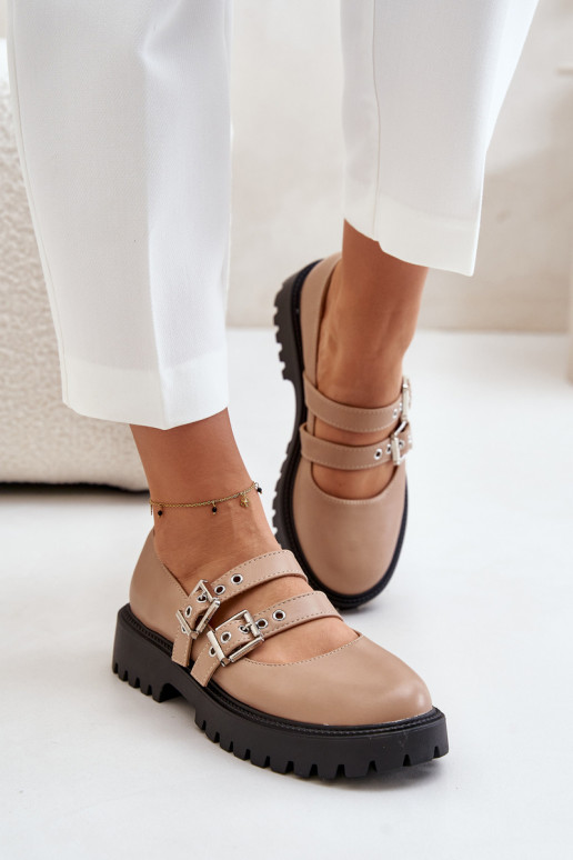 schoenen Dames Met Strepen Eko Leer beige Terione