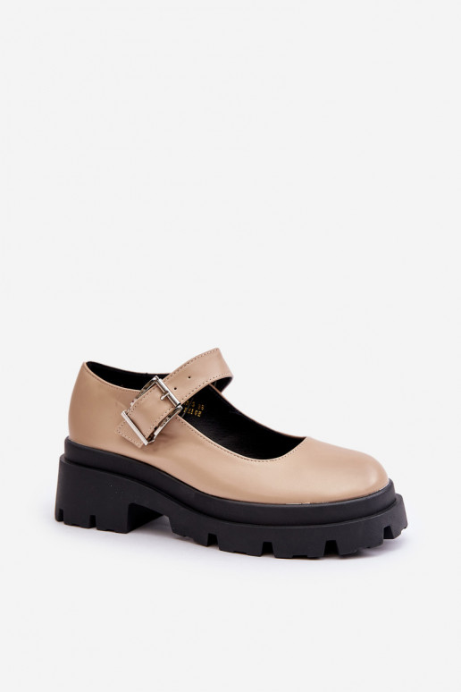 Schuhe Feminin mit Schnallen Beige Plikuria Schuhe Feminin mit Schnallen Beige Plikuria