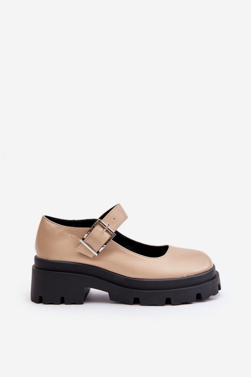 Schuhe Feminin mit Schnallen Beige Plikuria Schuhe Feminin mit Schnallen Beige Plikuria