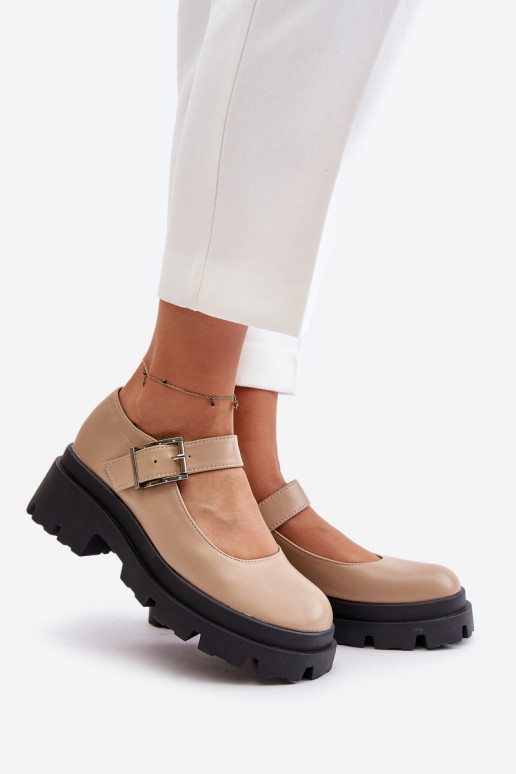 Schuhe Feminin mit Schnallen Beige Plikuria Schuhe Feminin mit Schnallen Beige Plikuria