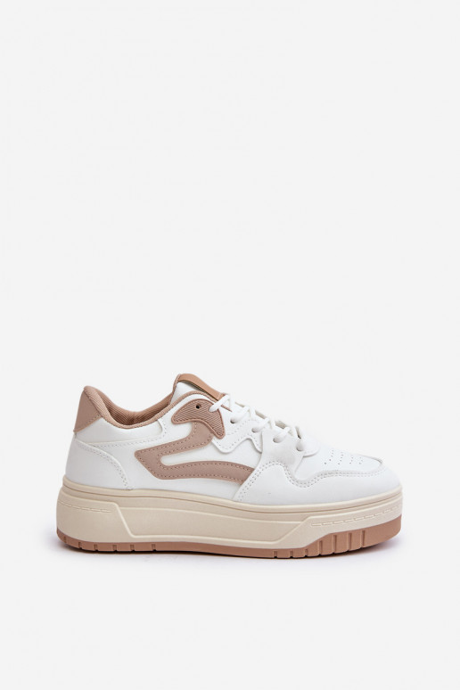 Feminin Sneakers Stilvollllschuhe aus Öko-Leder mit einer Plattform INeiß-Beige Henizore Feminin Sneakers Stilvollllschuhe aus Öko-Leder mit einer Plattform INeiß-Beige Henizore