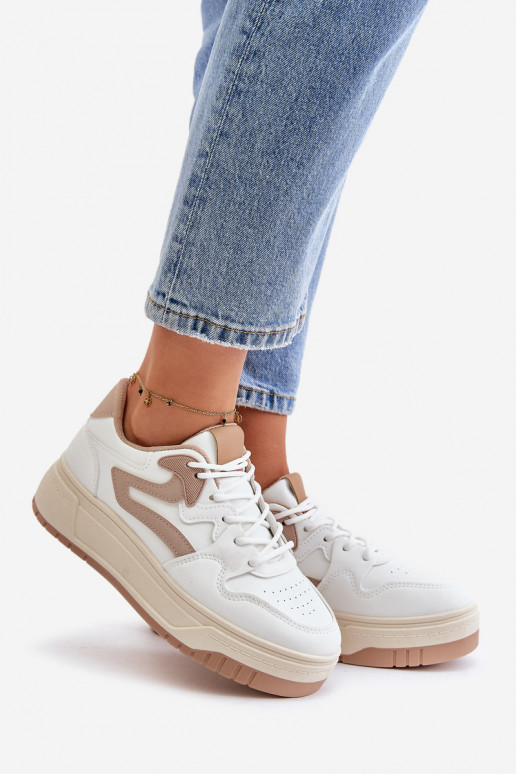 Feminin Sneakers Stilvollllschuhe aus Öko-Leder mit einer Plattform INeiß-Beige Henizore Feminin Sneakers Stilvollllschuhe aus Öko-Leder mit einer Plattform INeiß-Beige Henizore