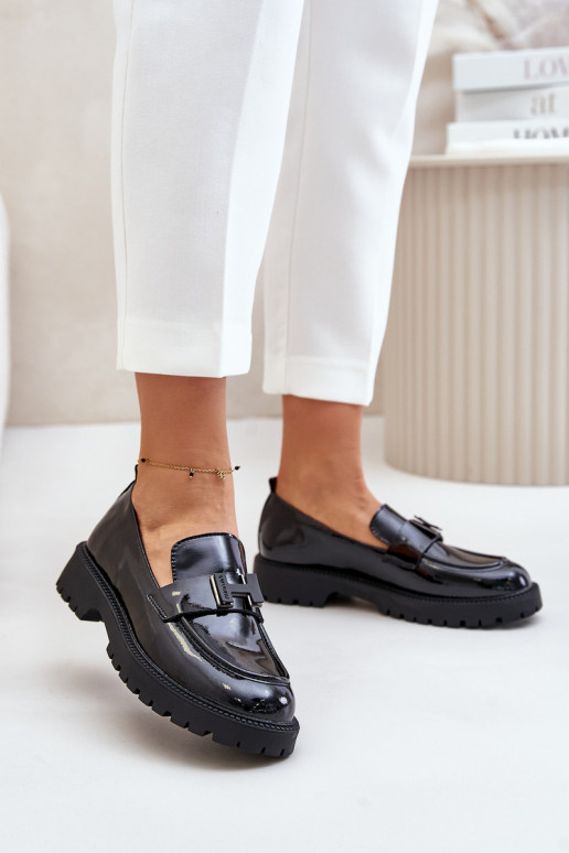 mocassins pour femmes avec effet vernis Vinceza 62187 couleur noire mocassins pour femmes avec effet vernis Vinceza 62187 couleur noire