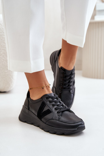 Ledersportschuhe Damen Vinceza 7918 schwarz