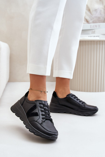 Chaussures de sport en cuir Femme Vinceza 7918 noir 2