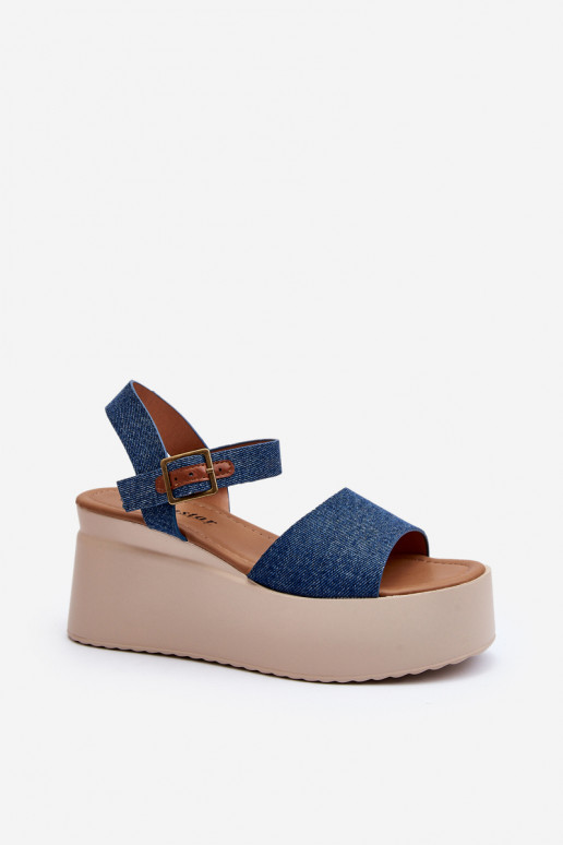 Denim platformsandalen blauwe kleur... Denim platformsandalen blauwe kleur...