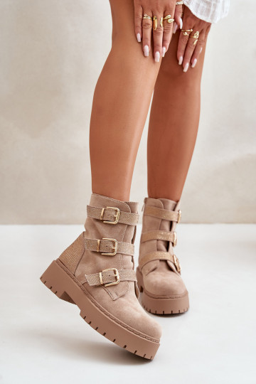 réchauffer Bottes pour femmes avec boucles beige Tiaeliana 2