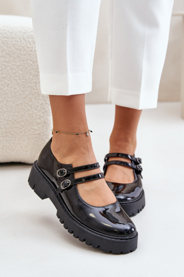 avec effet vernis Féminin chaussures avec des bandes couleur noire Rialuna