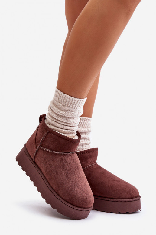 Schneestiefel Feminin mit einer Plattform sich Zuarm laufen mit Fell innen dunkelbraun Xamella