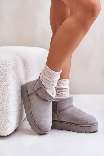 Schneestiefel Damen mit Plateau zum Wärmen mit Fell innen in grauer Farbe Xamella