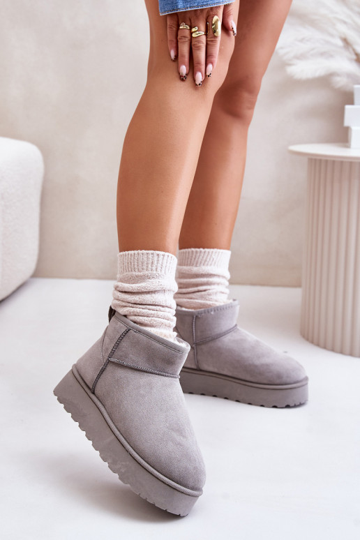 Bottes de neige Féminin avec une plateforme réchauffer avec de la fourrure à l intérieur couleur grise Xamella