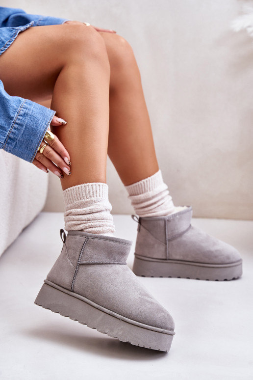 Bottes de neige Féminin avec une plateforme réchauffer avec de la fourrure à l intérieur couleur grise Xamella