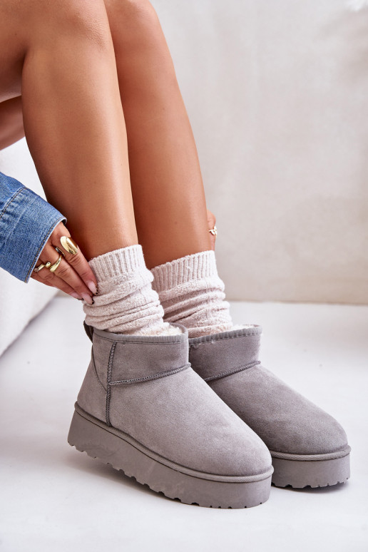 Bottes de neige Féminin avec une plateforme réchauffer avec de la fourrure à l intérieur couleur grise Xamella