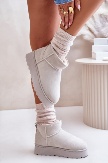 snowboots Dames met platform om te verwarmen met bont aan de binnenkant grijze kleur Xamella