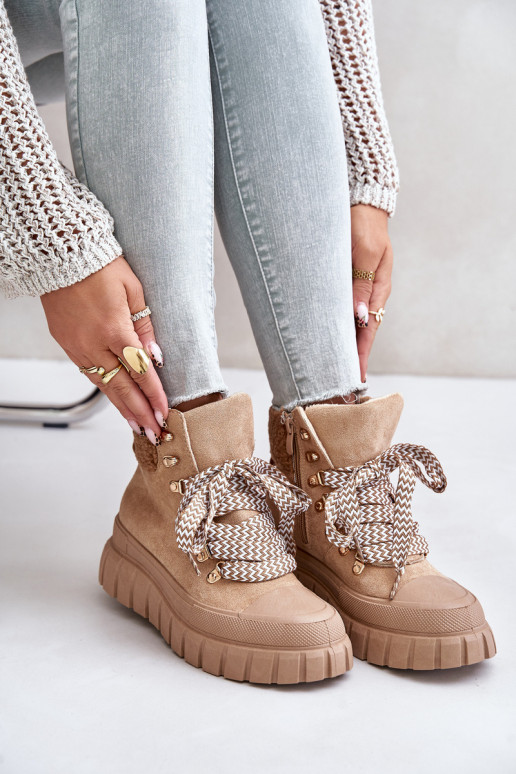 Dames opInarmen Laarzen schoenen met platform bruine kleur Alcyhen Dames opInarmen Laarzen schoenen met platform bruine kleur Alcyhen