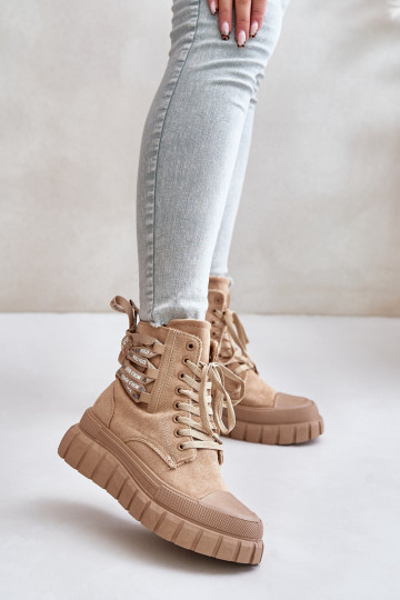 Bottes pour femmes avec une plateforme Avec des décorations Laçagem marron Edidda