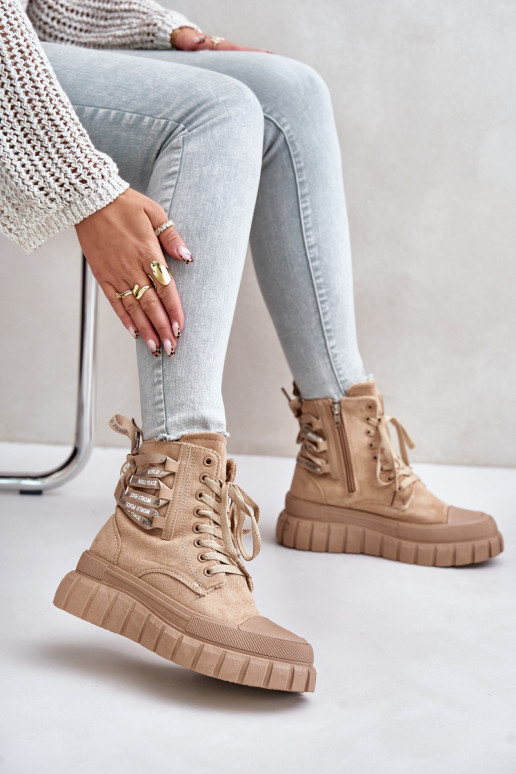 Bottes pour femmes avec une plateforme Avec des décorations Laçagem marron Edidda