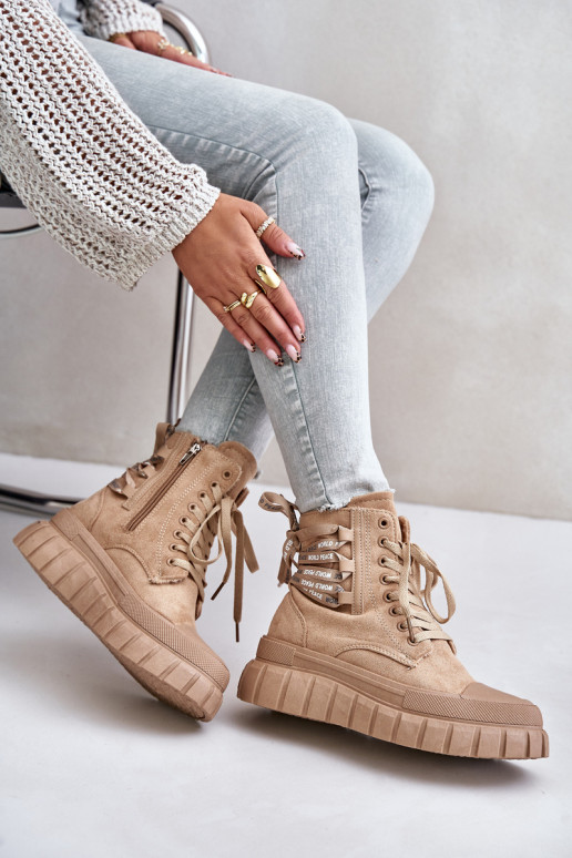 Bottes pour femmes avec une plateforme Avec des décorations Laçagem marron Edidda