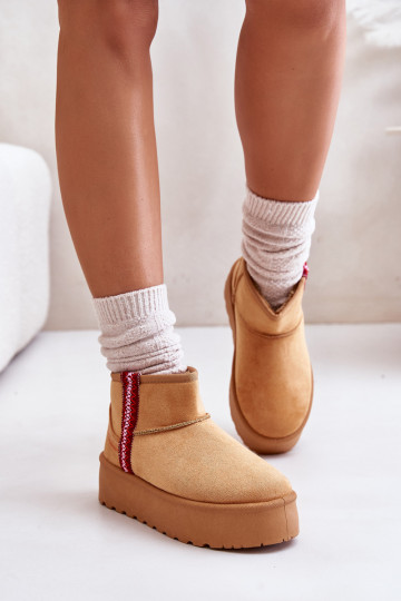 Bottes de neige pour femmes avec plateforme à réchauffer de couleur marron Lomessa