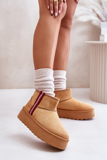 Bottes de neige pour femmes avec plateforme à réchauffer de couleur marron Lomessa 2