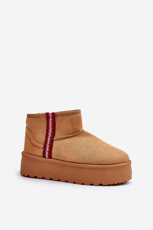 SneeuIn laarzen Dames met platform opInarmen bruine kleur Lomessa SneeuIn laarzen Dames met platform opInarmen bruine kleur Lomessa