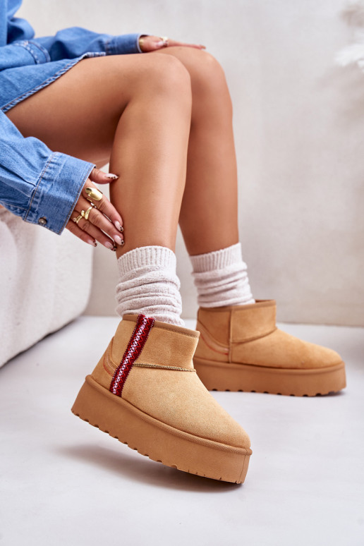 SneeuIn laarzen Dames met platform opInarmen bruine kleur Lomessa SneeuIn laarzen Dames met platform opInarmen bruine kleur Lomessa