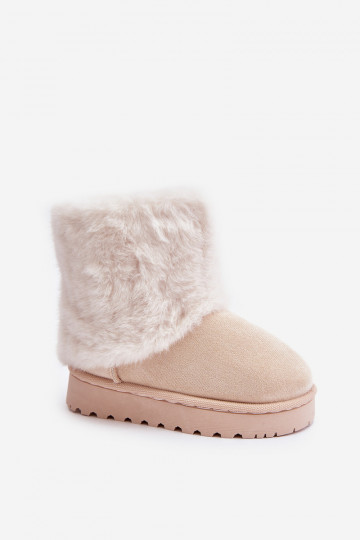 Schneestiefel für Kinder mit Pelzmantel elfenbeinfarbe Crisie
