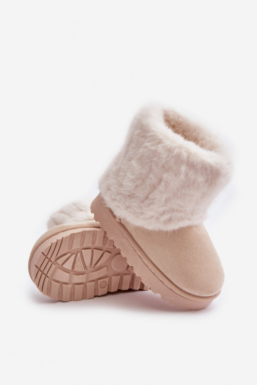 Schneestiefel für Kinder mit Pelzmantel elfenbeinfarbe Crisie Schneestiefel für Kinder mit Pelzmantel elfenbeinfarbe Crisie