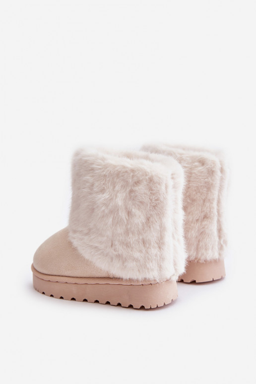 Schneestiefel für Kinder mit Pelzmantel elfenbeinfarbe Crisie Schneestiefel für Kinder mit Pelzmantel elfenbeinfarbe Crisie