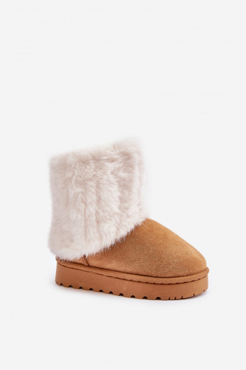Kinder-Schneestiefel mit Fell in der braunen Farbe Crisie