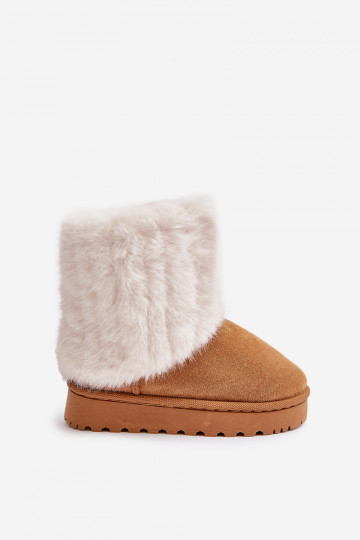 Schneestiefel für Kinder mit Pelzmantel braune Farbe Crisie 2