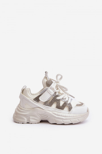 Baskets modèle chaussures pour enfants avec œillets scintillants de couleur blanche Rianalla 2