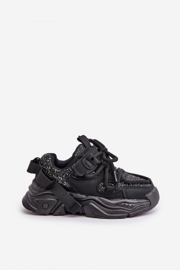 Chaussures modèle baskets Puéril Ozdobione Cekinami couleur noire Liatoma 2