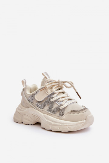 Chaussures modèle baskets Puéril avec des yeux qui clignotent beige Rianalla