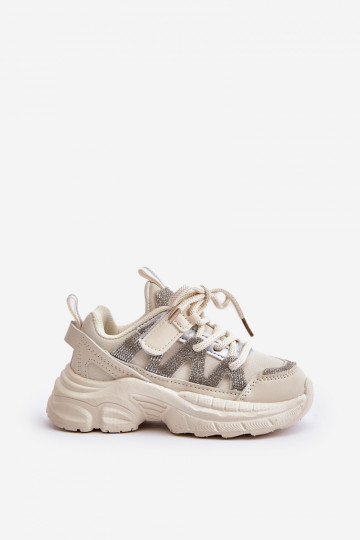 Chaussures modèle baskets Puéril avec des yeux qui clignotent beige Rianalla 2