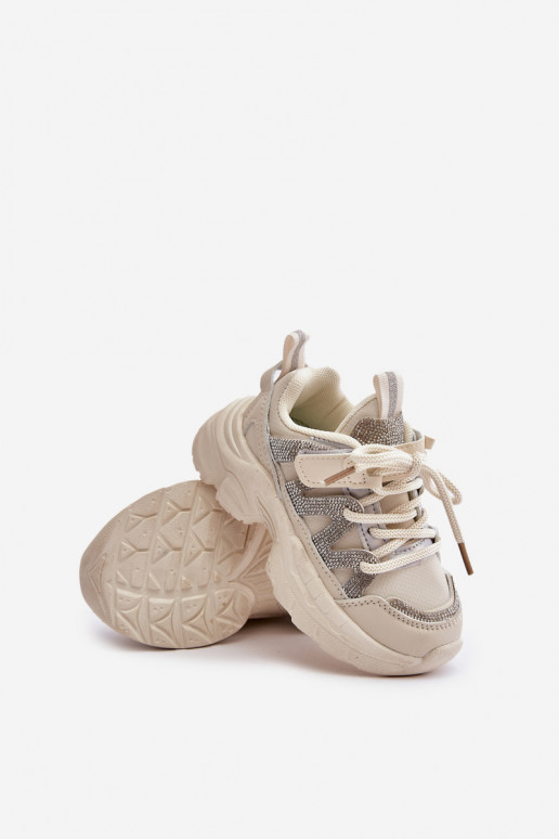 Sneakers model schoenen Kinderen met sprankelende gaten beige Rianalla Sneakers model schoenen Kinderen met sprankelende gaten beige Rianalla