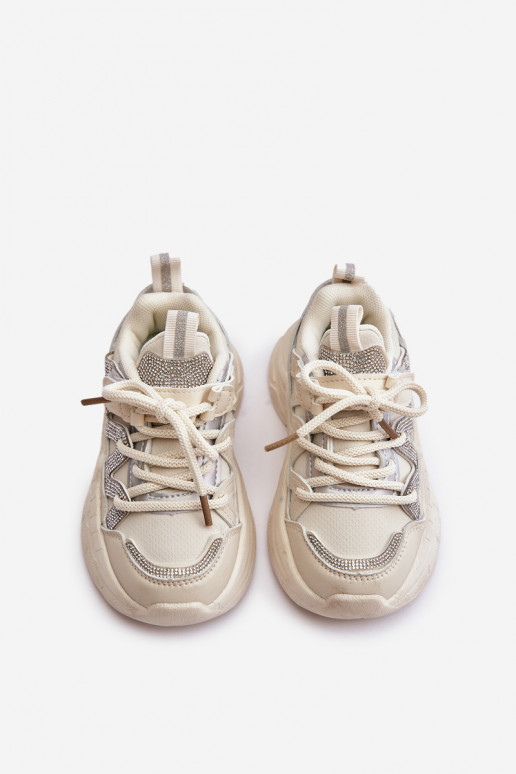 Sneakers model schoenen Kinderen met sprankelende gaten beige Rianalla Sneakers model schoenen Kinderen met sprankelende gaten beige Rianalla