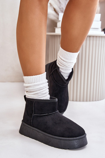 Faible Bottes de neige Féminin avec une plateforme réchauffer avec de la fourrure à l intérieur couleur noire Saldren 2