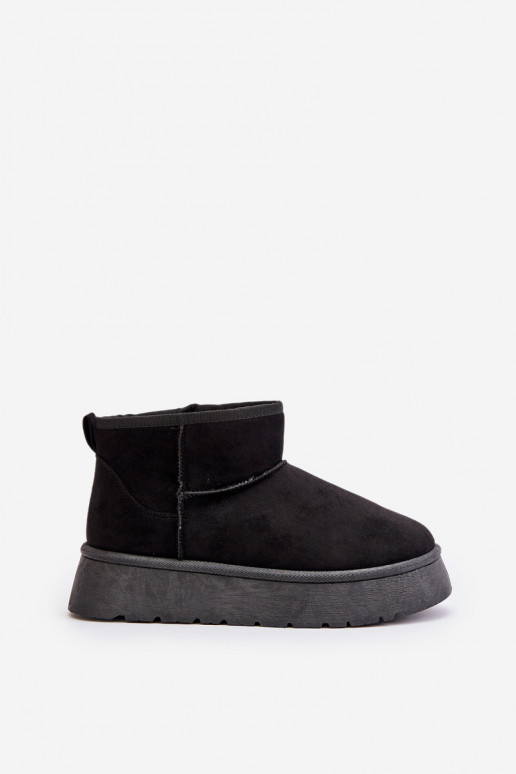 Faible Bottes de neige Féminin avec une plateforme réchauffer avec de la fourrure à l intérieur couleur noire Saldren