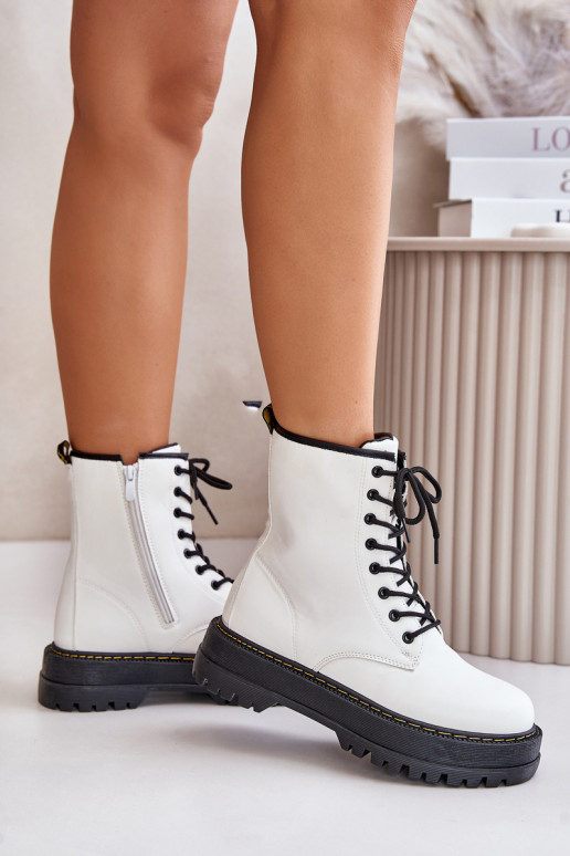 réchauffer Bottines de travail z Eko Skóry Au Château couleur blanche Activéleli