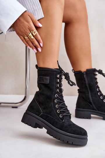 Bottines de travail Féminin Au Château Z en daim écologiqueu couleur noire Savalann