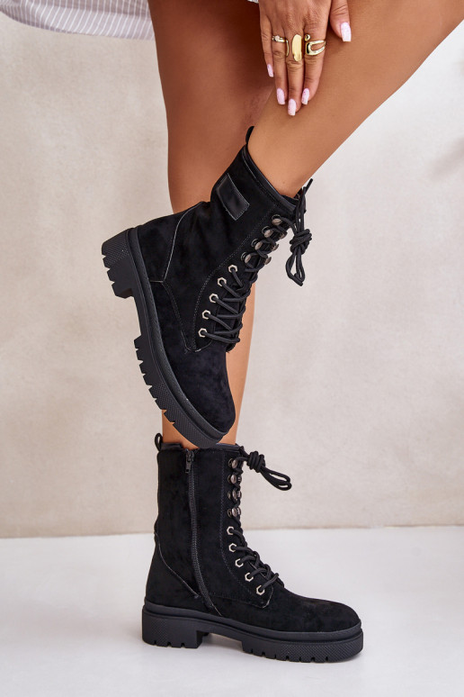 Bottines de travail Féminin Au Château Z en daim écologiqueu couleur noire Savalann Bottines de travail Féminin Au Château Z en daim écologiqueu couleur noire Savalann